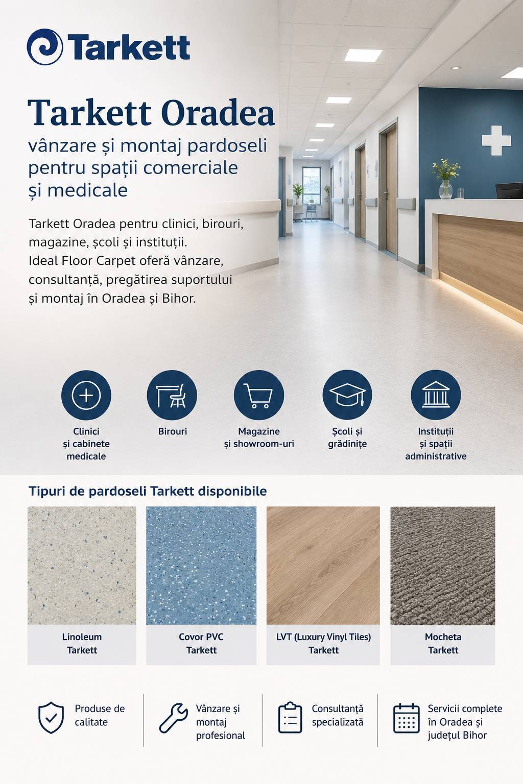 Tarkett Oradea – pardoseli pentru clinici, birouri si spatii comerciale